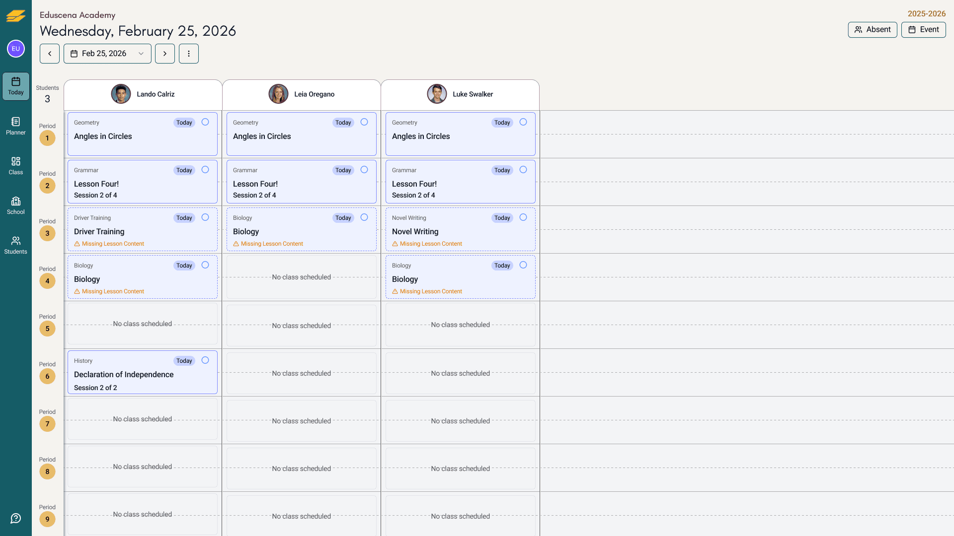 Eduscena desktop dashboard screenshot