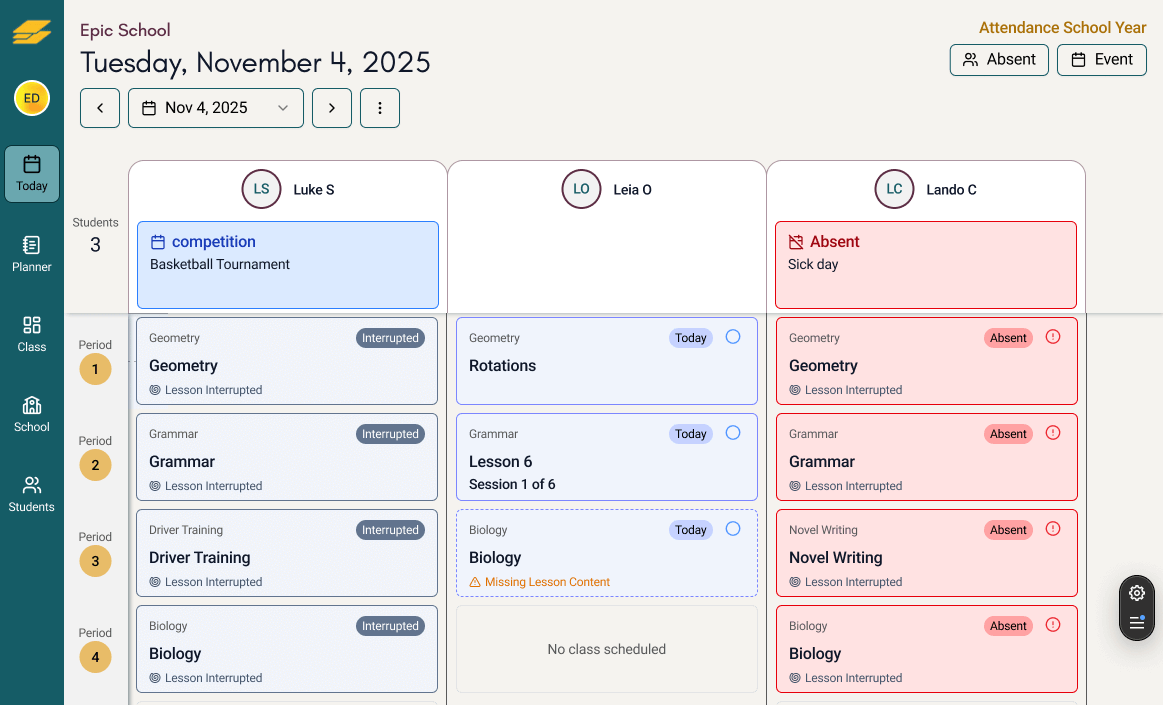 Attendance overview calendar